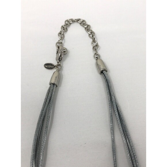 CHICO'S MultiStrand Pendant Necklace Silver Tone Clear Crystal Translucent Glass - Picture 5 of 10